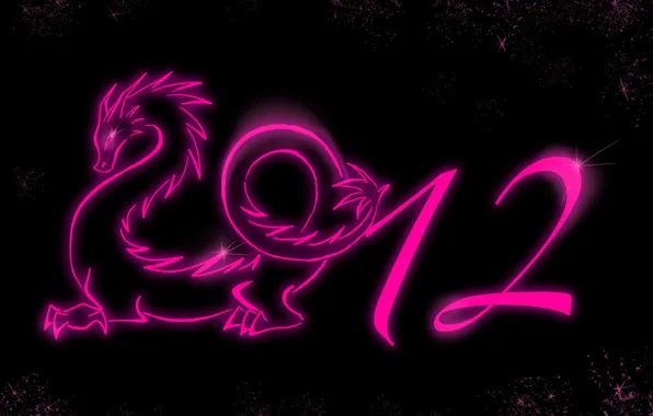 Картинка фиолетовый, дракон, Новый Год, 2012, год дракона