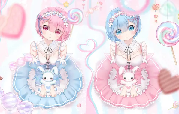 Девочки, Рем, Рам, Re Zero Kara Hajimeru Isekai Seikatsu, Жизнь В Альтернативном Мире С Нуля