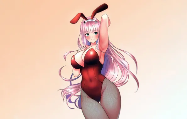Girl, sexy, cleavage, pink hair, green eyes, long hair, boobs, anime