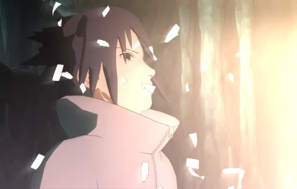 Взгляд, удивление, anime, ninja, Uchiha Sasuke, Naruto Shippuden, воссоединение братьев Учиха., divine resurrecton