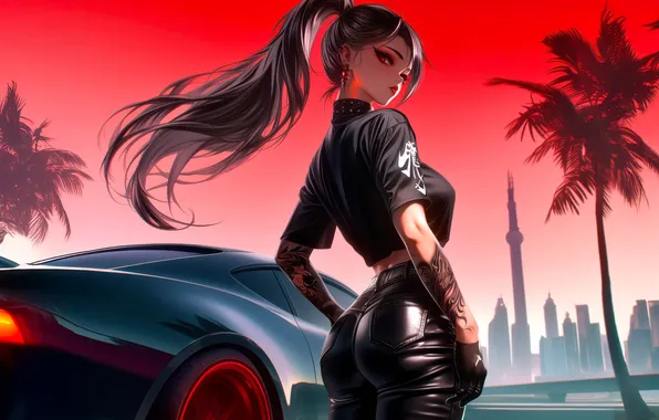 Girl, anime, ride