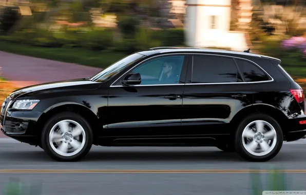 Дорога, черный, скорость, Audi q5