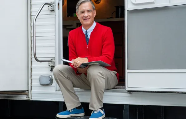 Кеды, галстук, свитер, Том Хэнкс, Tom Hanks, Мистер Роджерс, Mr. Rogers