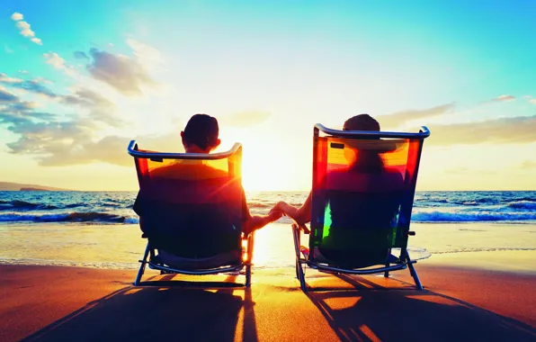 Summer, love, happy, beach, sea, sunset, romantic, man &amp; woman