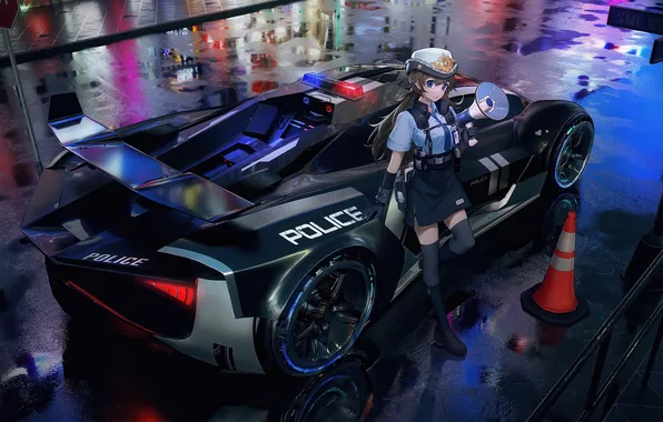 Картинка girl, police, anime, tokyo, patrolling