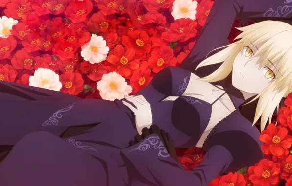 Цветы, сейбер, Fate / Stay Night, Судьба Ночь схватки