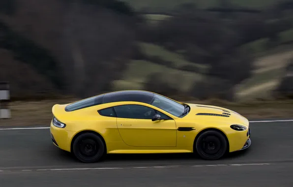 Авто, желтый, Aston Martin, в движении, yellow, V12 Vantage S