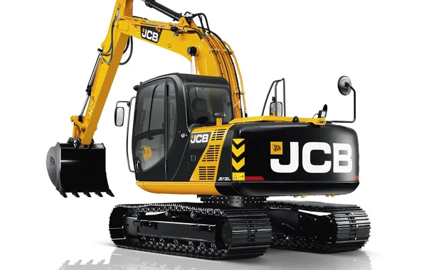 Белый фон, экскаватор, ковш, JCB