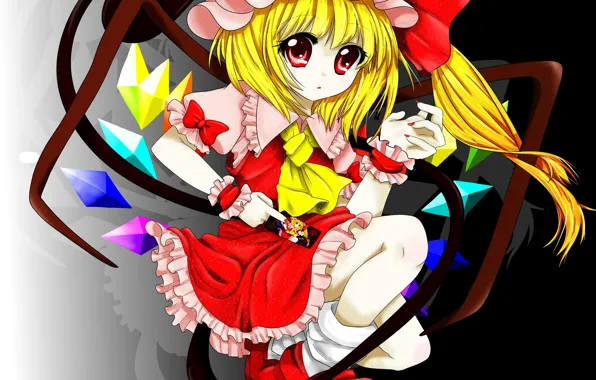 Девочка, кристаллы, Touhou, Flandre Scarlet, Тохо, Тоухоу