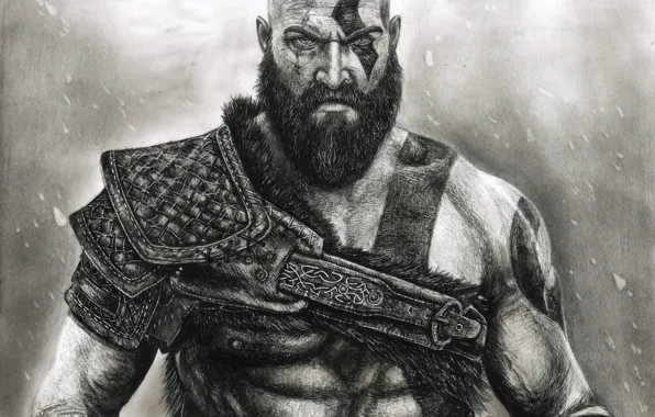 Game, fighter, armor, blizzard, Kratos, God of War, snow, survivor