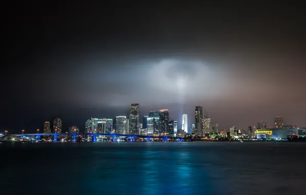 Свет, ночь, мост, Майами, light, Miami, bridge, night
