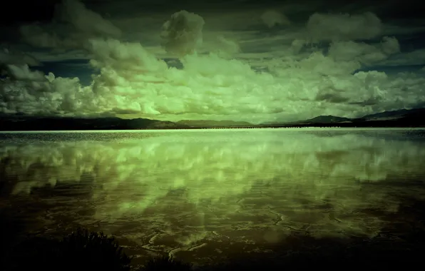 Картинка облака, озеро, отражение, мрак