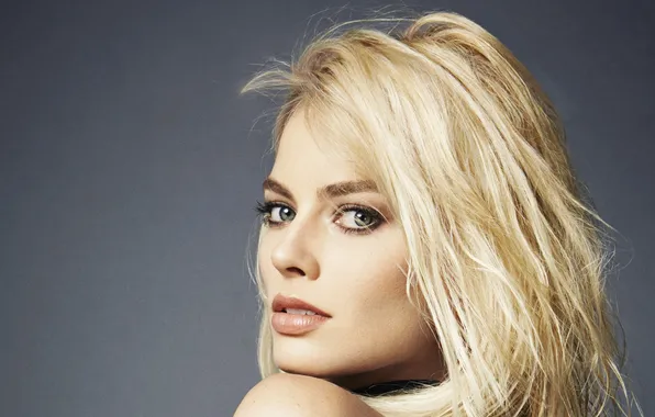 Взгляд, фон, портрет, блондинка, Margot Robbie, Марго Робби