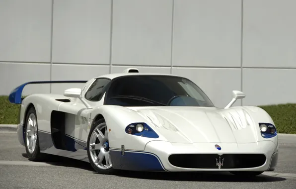 Белый, голубой, Maserati, суперкар, white, supercar, blue, мазерати