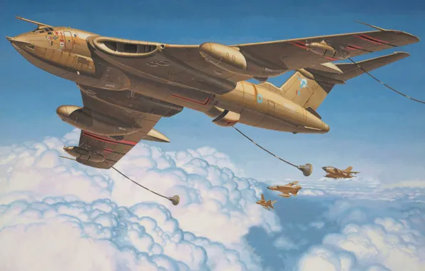 War, art, airplane, painting, aviation, jet, Handley Page Victor K Mk 2