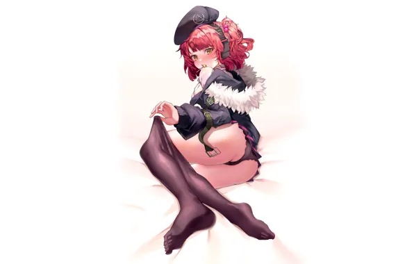 Kawaii, girl, sexy, ass, red hair, anime, stockings, pretty