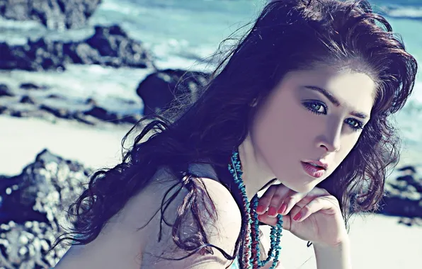 Картинка море, пляж, фото, океан, модель, певица, Leah Dizon, Лия Дизон
