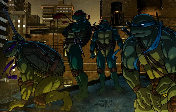 Рафаэль, Донателло, Леонардо, Микеланджело, Teenage Mutant Ninja Turtles, черепашки ниндзя