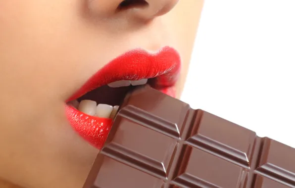 Chocolate, lips, teeth