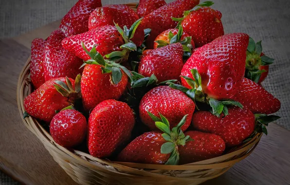 Картинка ягоды, клубника, корзинка