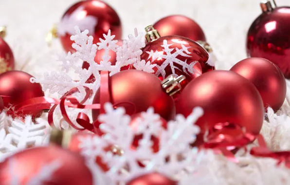Шарики, украшения, снежинки, праздник, шары, игрушки, Новый Год, Рождество