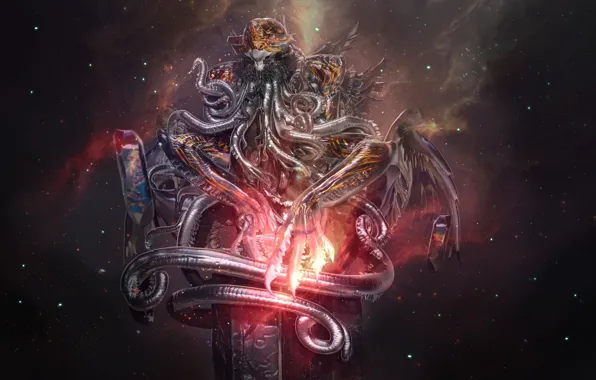 Звёзды, существо, чудовище, cthulhu, The Dreamer