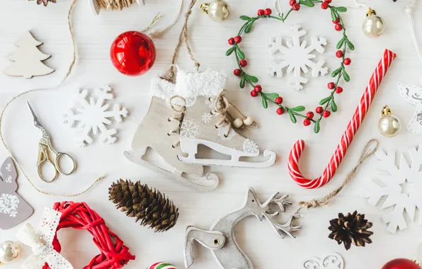 Картинка Новый Год, Рождество, white, vintage, merry christmas, decoration