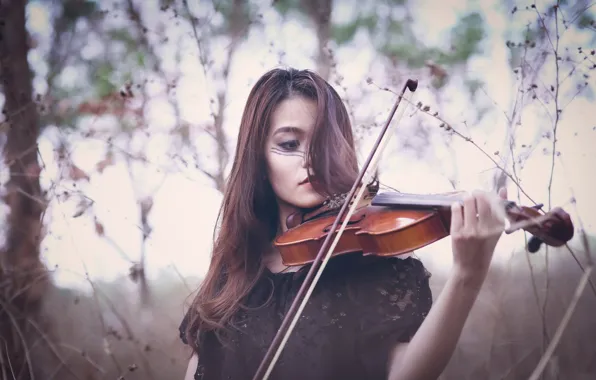 Картинка девушка, скрипка, игра