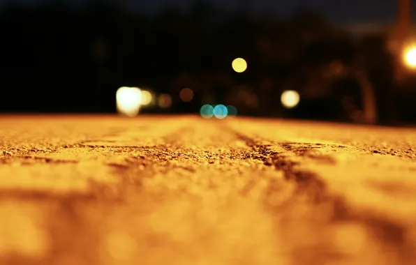 Картинка дорога, макро, свет, ночь, light, road, night, macro, bokeh, 1920x1080, эффект боке