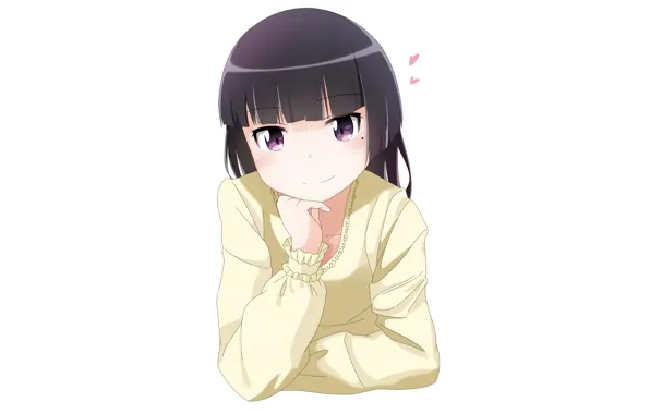 Взгляд, девочка, сердечки, белый фон, Oreimo