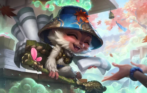Улыбка, шляпа, руки, зверек, game, character, персонаж, League of Legends