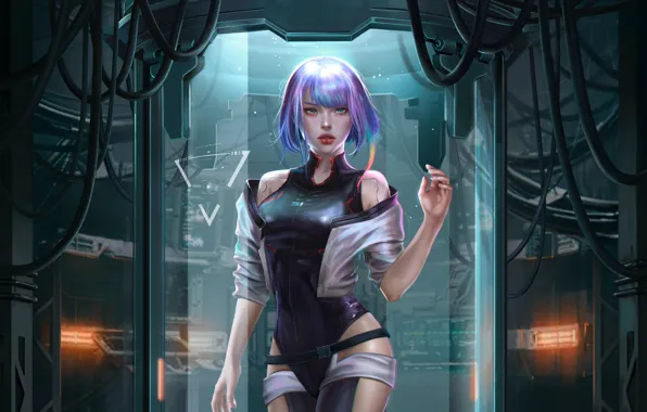 Girl, future art, Cyberpunk: Edgerunners, Lucyna Kushinada