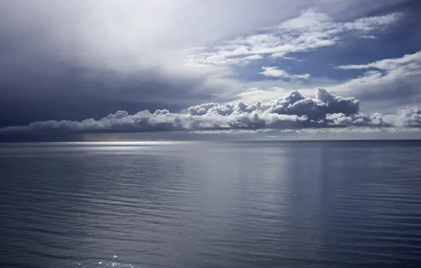 Картинка море, вода, облака, горизонт, штиль