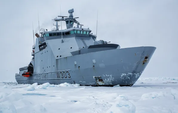 Картинка льды, Норвегия, ледокол, Norway, KV Svalbard, патрульное судно, Norwegian Coast Guard Svalbard, NoCGV Svalbard