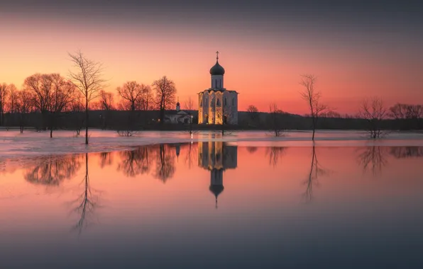 Закат, весна, церковь, Политова Анна