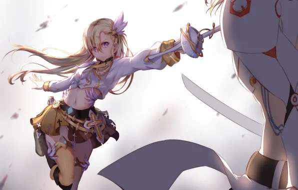 Девушка, оружие, доспехи, аниме, арт