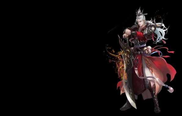 Картинка оружие, меч, доспехи, воин, арт. парень