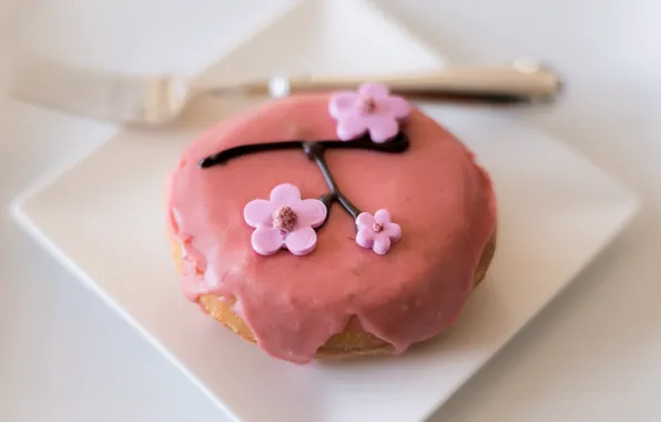 Пирожное, sakura, dessert, decorate