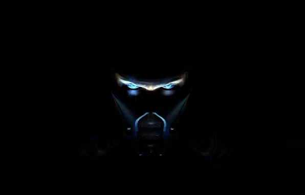 Картинка синий, боец, ниндзя, Mortal Kombat, Sub-Zero, во тьме