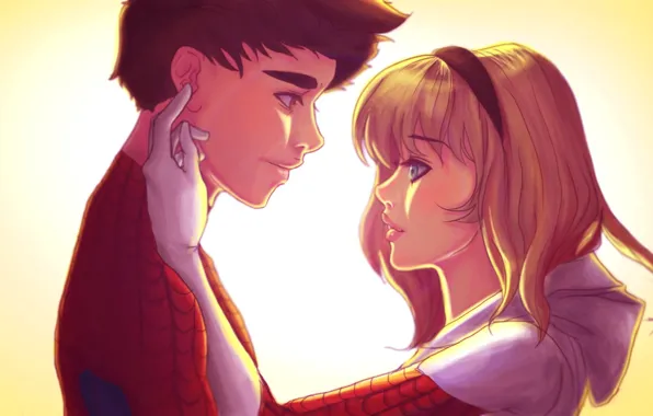 Девушка, пара, парень, отношения, Spider-Man, Peter Parker, gwen stacy, Edge of Spider-Verse