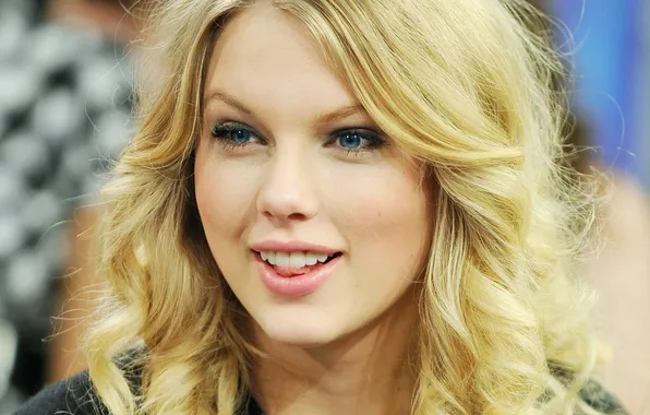 Язык, глаза, девушка, блондинка, губы, певица, girl, Taylor Swift