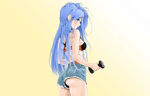 Girl, sexy, ass, cleavage, shorts, long hair, boobs, anime