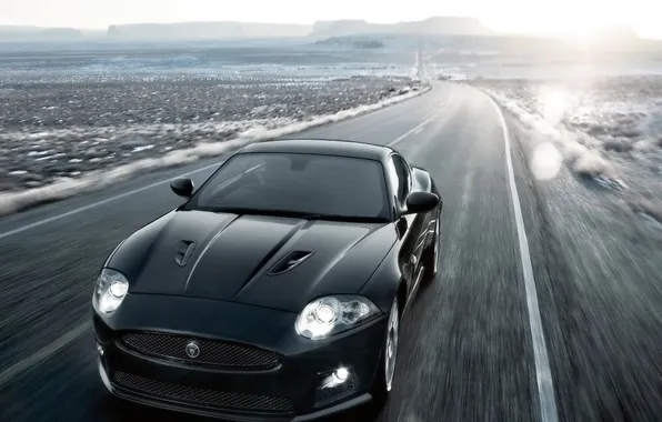 Картинка авто, движение, трасса, Jaguar