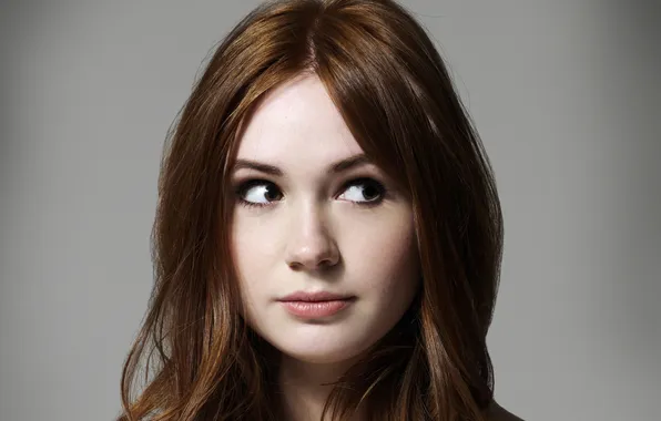 Фон, портрет, макияж, актриса, прическа, шатенка, Карен Гиллан, Karen Gillan