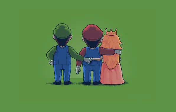Green, Mario, Luigi, Princess Peach, Mario Bros