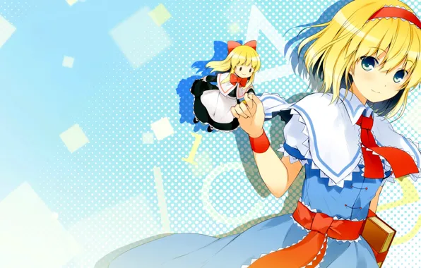 Воротник, книга, аватар, touhou, alice margatroid, красная лента