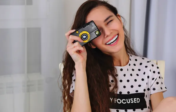 Girl, photo, young, smile, camera, beautiful, Russian, Leona Mia