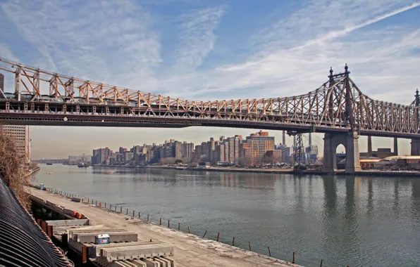 Мост, река, нью, йорк