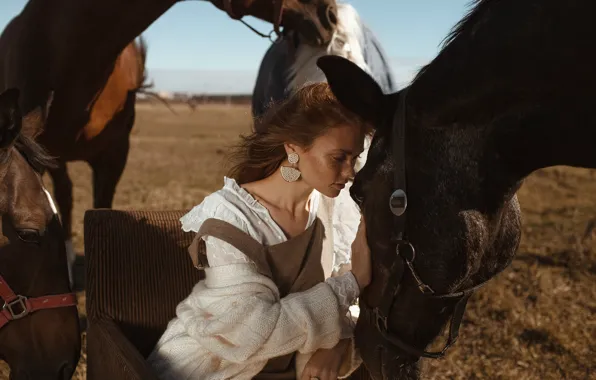 Девушка, настроение, кони, лошади, Ольга Алёшина