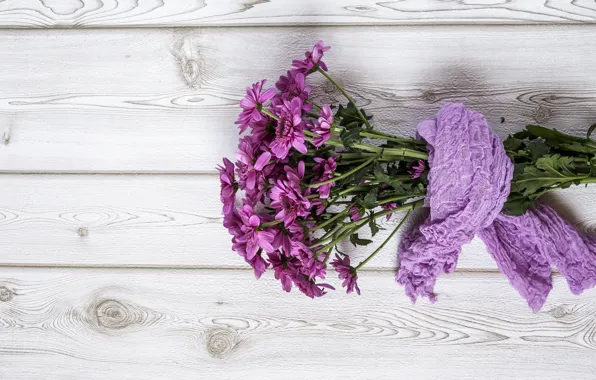 Картинка цветы, букет, хризантемы, wood, flowers, purple